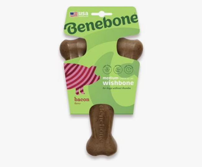 Benebone Bacon Flavor Wishbone Tough Dog Chew Toy